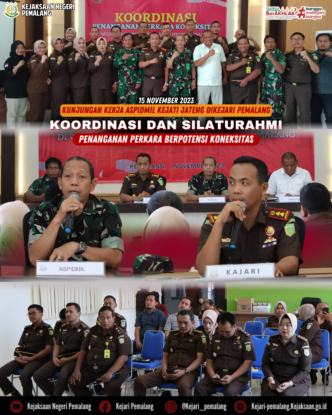 Kunjungan Kerja Aspidmil Kejati Jateng Sekaligus Koordinasi Dan Silaturahmi Penanganan Perkara Berpotensi Koneksitas.