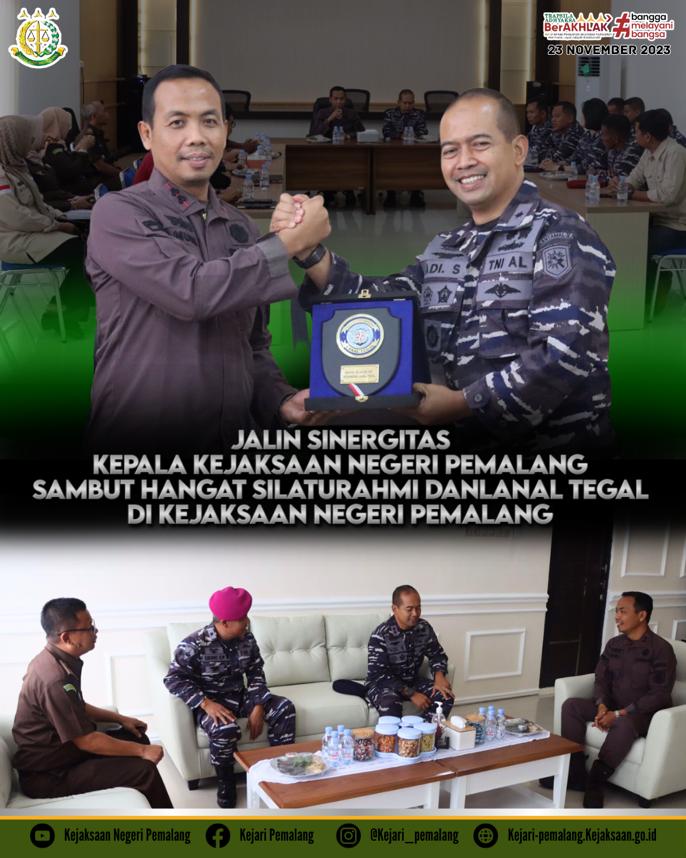 Jalin Sinergitas Kepala Kejaksaan Negeri Pemalang Sambut Hangat Silaturahmi Danlanal Tegal Di Kejaksaan Negeri Pemalang