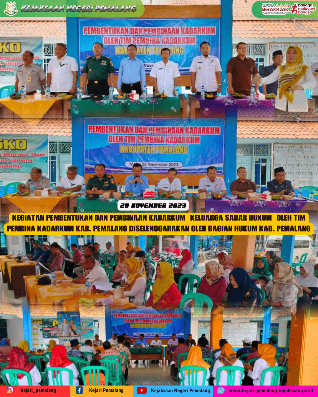 Giat Pembentukan dan Pembinaan Kadarkum (Keluarga Sadar Hukum) oleh Tim Pembina Kadarkum Kab. Pemalang diselenggarakan oleh Bagian Hukum Kab. Pemalang