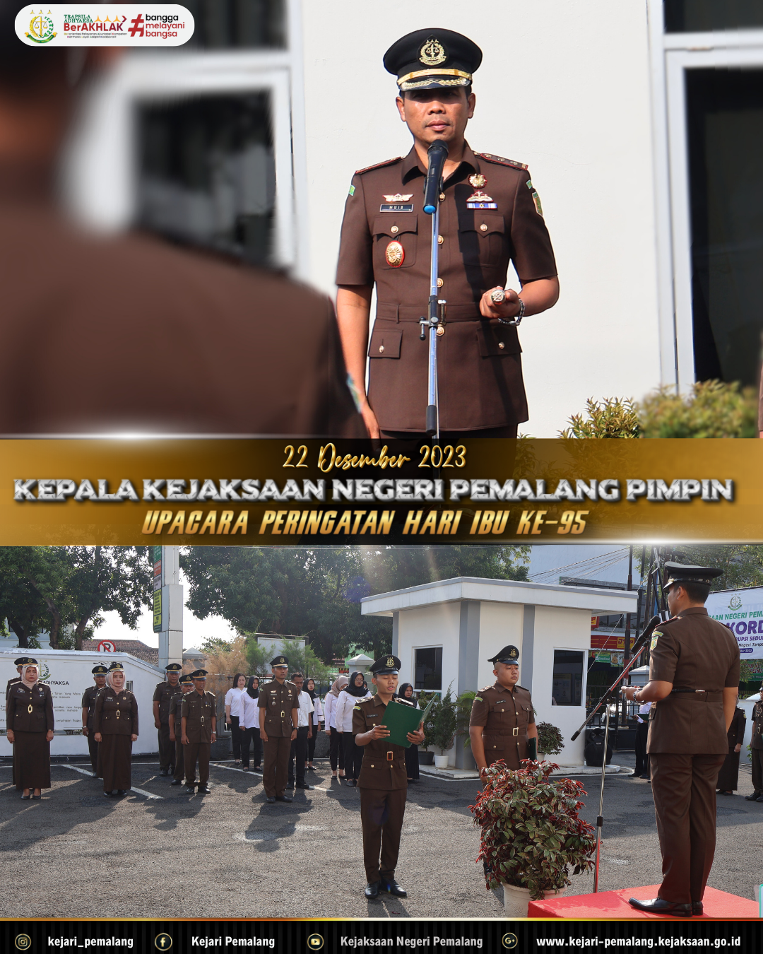 kajari pimpin upacara peringatan hari ibu ke-95 tahun 2023