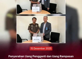 penyerahan uang pengganti dan uang rampasan dalam perkara Tindak Pidana Korupsi dugaan penyalahgunaan dana Badan Usaha Milik Desa Bersama (BUMDESMA) Taman Sejahtera Kecamatan Taman Kabupaten Pemalang periode 2018–2021
