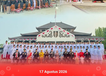 Upacara Penurunan Bendera Merah Putih dan Aubade Peringatan HUT Ke-81 Kemerdekaan Republik Indonesia Tahun 2026